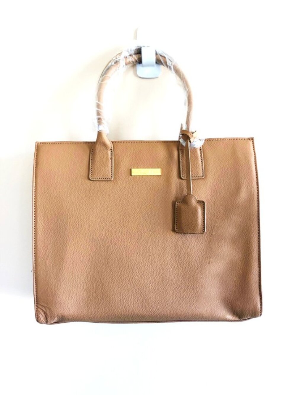 Joy & Iman Fashionably Functional Tan Split Leather Organizer Satchel Bag